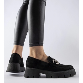 Mocasini negri Giacomo cu strasuri negru 1