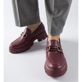Mocasini burgundy cu cataramă Cerzeto roșu 1