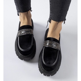 Mocasini negri decorati cu strasuri Longuelo negru 1