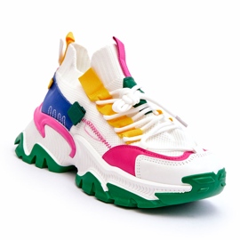 Seastar Pantofi de damă cu șosete, albi și verzi 1 Seastar Pantofi de damă cu șosete, albi și verzi 1