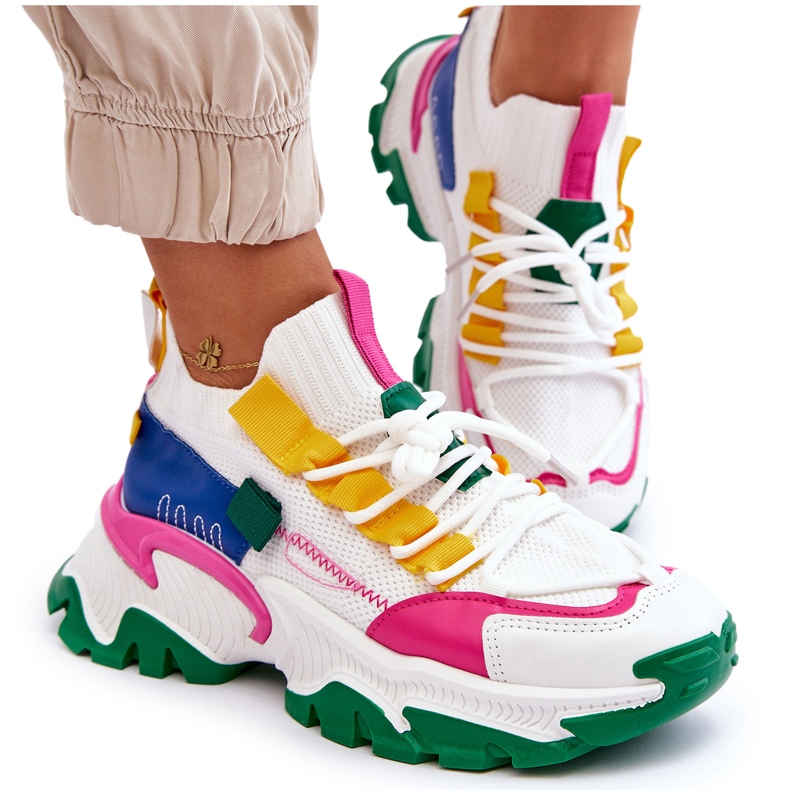 Seastar Pantofi de damă cu șosete, albi și verzi 4 Seastar Pantofi de damă cu șosete, albi și verzi 4