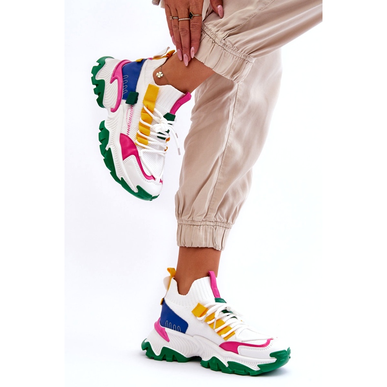 Seastar Pantofi de damă cu șosete, albi și verzi 2