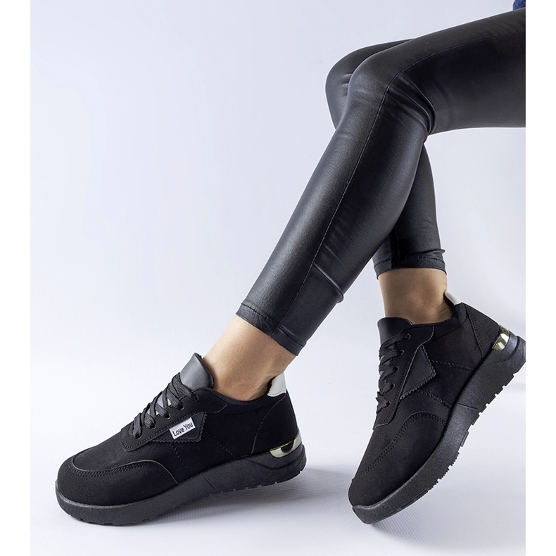 Tenisi Geraldino din material negru 1