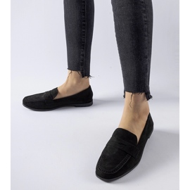 Mocasini negri Medford din piele de căprioară ecologică negru 1