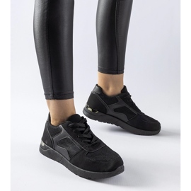 Tenisi negri din materiale combinate Gallo negru 1