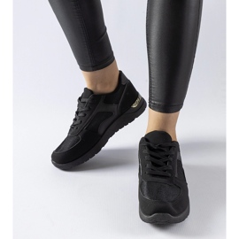 Tenisi negri din materiale combinate Gallo negru 2