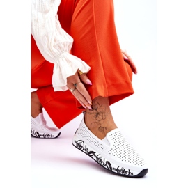 S.Barski Pantofi Slip-On Ajurat din piele Gedra alb 3