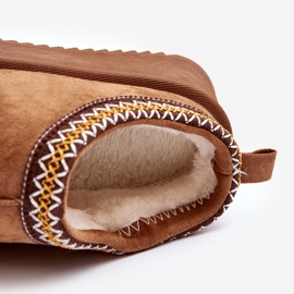 Papuci cu talpa groasa din piele ecologica Camel Sylva maro 1