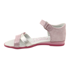 Sandale din piele pentru fete cu Velcro Renbut 4333 Pink/Silver roz 2