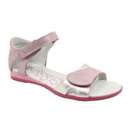Sandale din piele pentru fete cu Velcro Renbut 4333 Pink/Silver roz 1