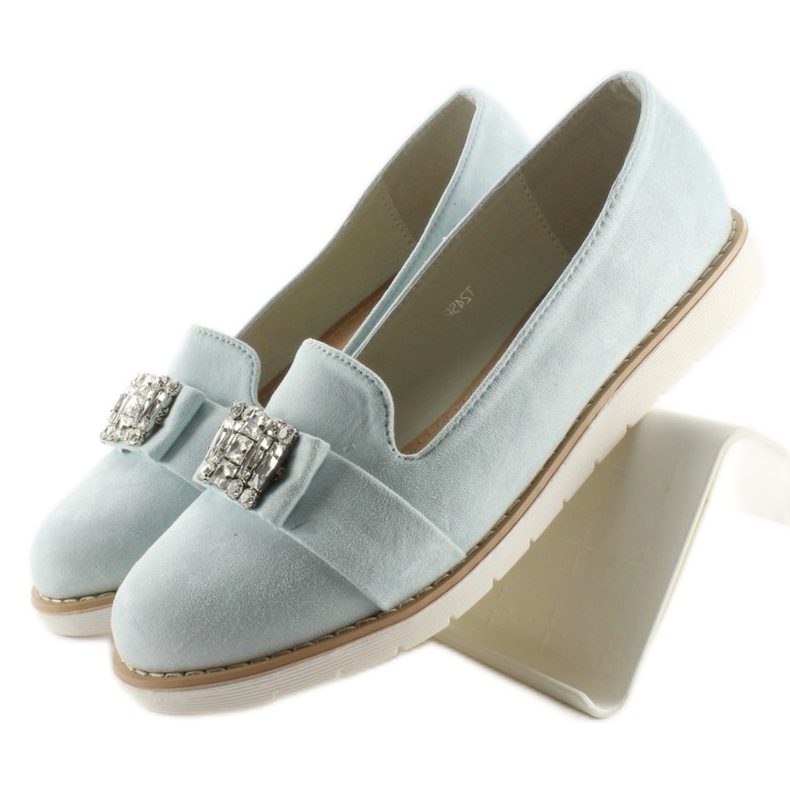 Mocasini din piele intoarsa pastel T245 Albastru 1