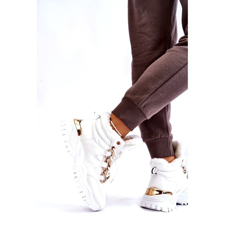Cizme sport izolate pentru damă Trappers cu șireturi Bastini alb 4