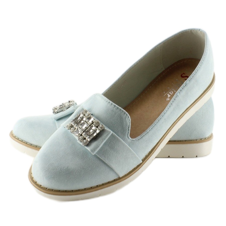 Mocasini din piele intoarsa pastel T245 Albastru 2