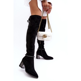 S.Barski Cizme de damă cu toc înalt peste genunchi D&amp;A MR870-65 Negru 3