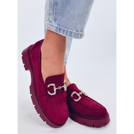 Mocasini Karins Wine din piele intoarsa cu catarama roșu 1 Mocasini Karins Wine din piele intoarsa cu catarama roșu 1