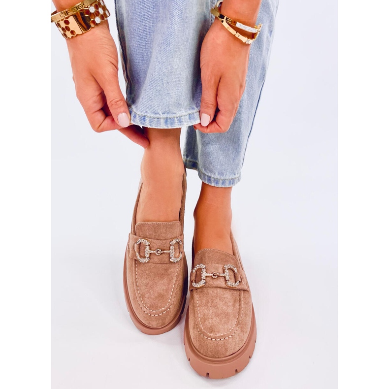 Mocasini Karins Khaki din piele intoarsa cu catarama bej 1 Mocasini Karins Khaki din piele intoarsa cu catarama bej 1