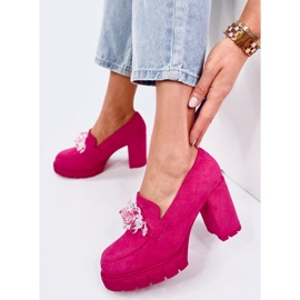 Mocasini Botine cu toc inalt Nadine Fuchsia roz 1