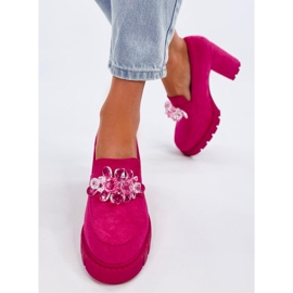 Mocasini Botine cu toc inalt Nadine Fuchsia roz 3