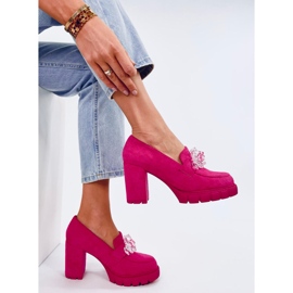 Mocasini Botine cu toc inalt Nadine Fuchsia roz 4