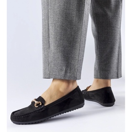 Mocasini negri decorati cu catarama Fernanda negru 1