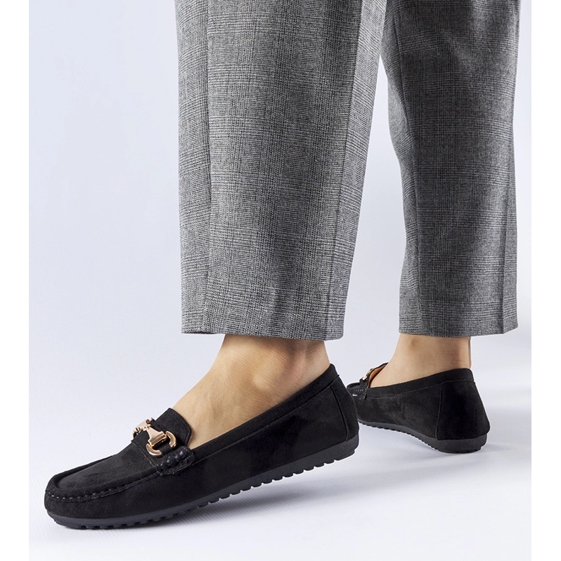 Mocasini negri decorati cu catarama Fernanda negru 1