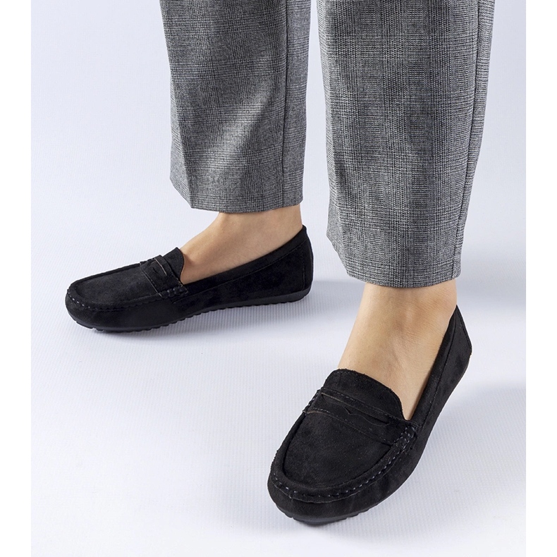 Mocasini negri din piele de căprioară ecologică Cellarengo negru 1