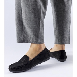 Mocasini negri din piele de căprioară ecologică Cellarengo negru 2