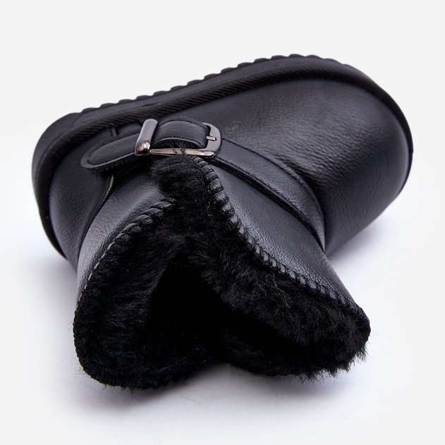 Cizme de zăpadă pentru copii din piele ecologică cu curea, Orinor negru 1