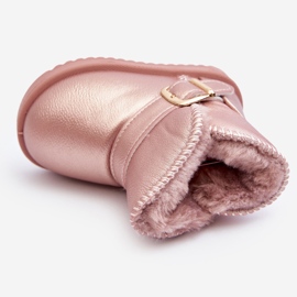 Cizme de zăpadă pentru copii din piele ecologică cu curea, Orinor roz 1