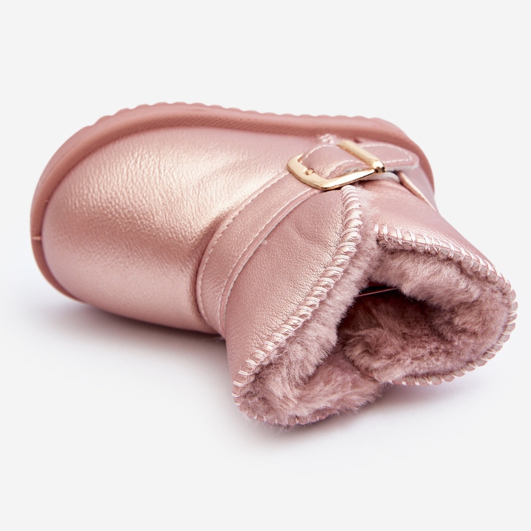 Cizme de zăpadă pentru copii din piele ecologică cu curea, Orinor roz 1