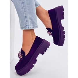 Mocasini Heidi Purple cu cristale violet 2