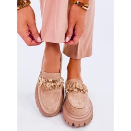 Mocasini Heidi Khaki cu cristale bej 1 Mocasini Heidi Khaki cu cristale bej 1