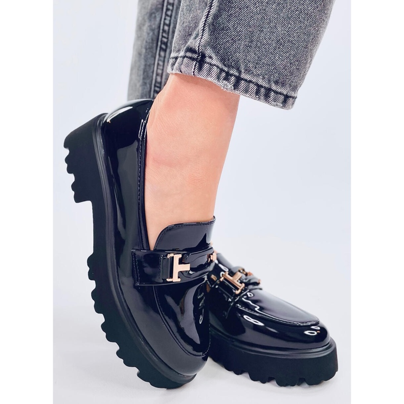 Mocasini Manff din piele lacuita neagra negru 1