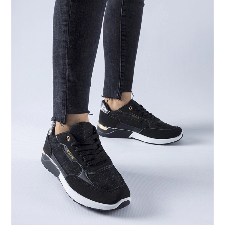 Tenisi Roganzuolo cu sclipici negri negru 1