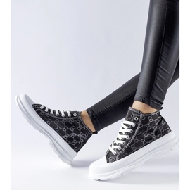 Adidasi negri decorati cu monograma Terenzio negru 1