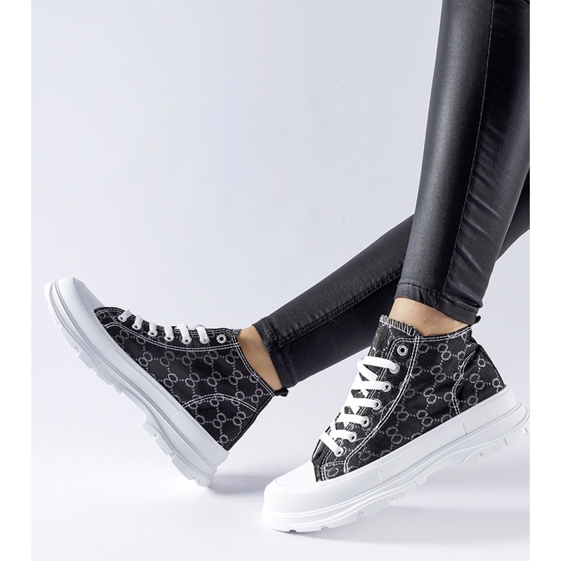 Adidasi negri decorati cu monograma Terenzio negru 1