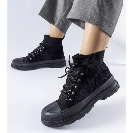 Tenisi negri din țesătură Casalma înalți negru 1