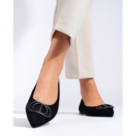 Seastar Balerini din piele intoarsa cu impodobire negru 2