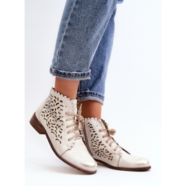 Botine ajurate pentru femei Zazoo 2871, aurii, periate de aur 4