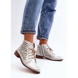Botine cu șireturi ajurate Zazoo 2871, argintii 7