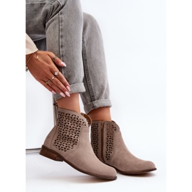 Botine ajurate din piele intoarsa Zazoo 2791, bej 1