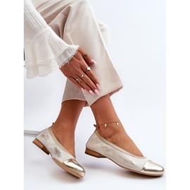 Balerini din piele Zazoo 2890 Rubber Gold de aur 1