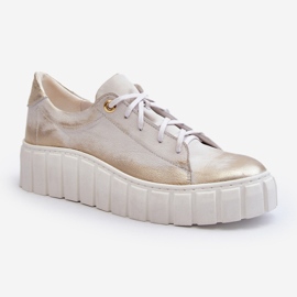 Zazoo 2919 Pantofi de damă din piele cu talpă groasă, aurii de aur 1