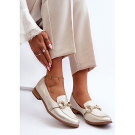 Zazoo 2880 Mocasini din piele de dama cu decor auriu de aur 2