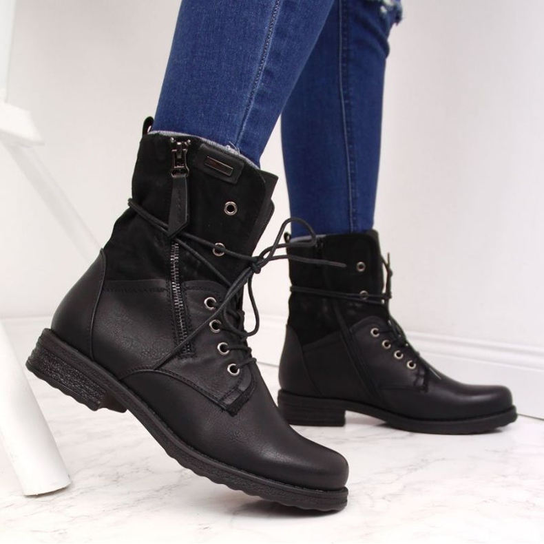 Geantă cu șireturi și fermoar Jezzi W JEZ254A, neagră negru 2