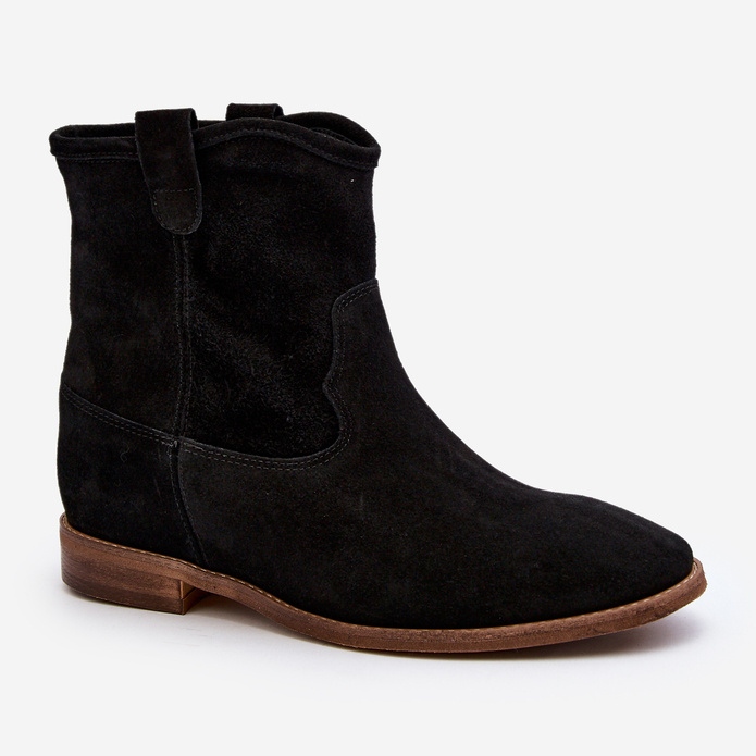 Botine pentru femei din piele intoarsa Zazoo 2326, negre negru 2