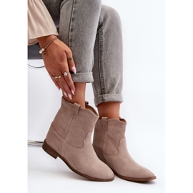 Botine pentru femei din piele intoarsa Zazoo 2326, bej 1
