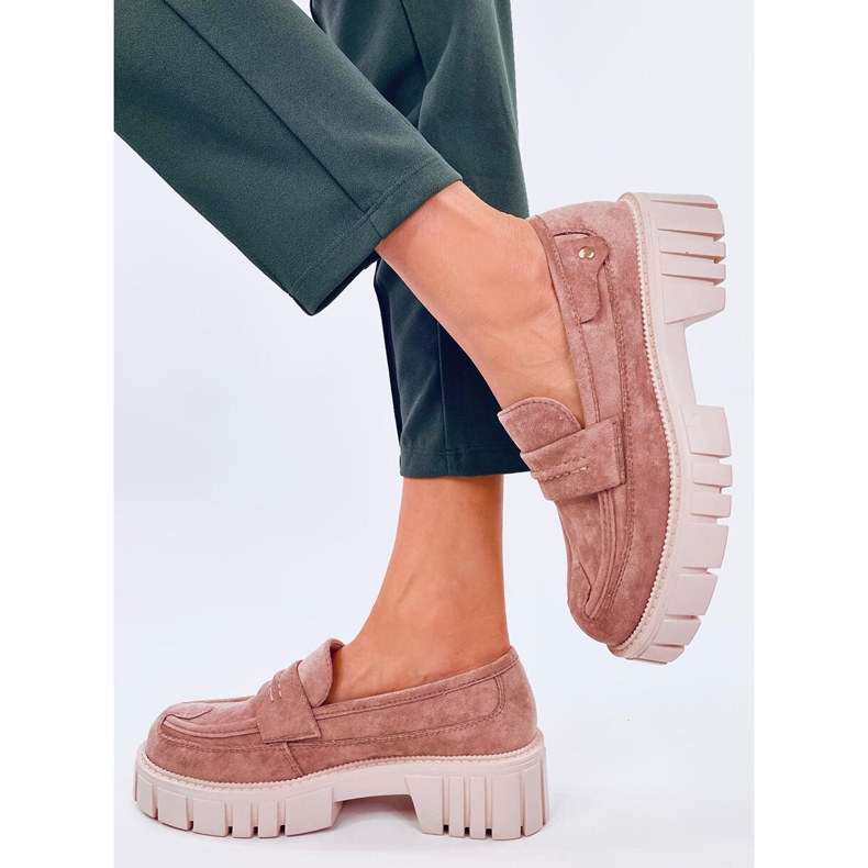 Mocasini cu platforma Chandra Khaki bej 2