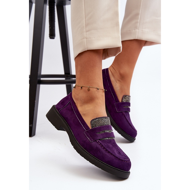 Mocasini de dama violet impodobiti de Dananei 1