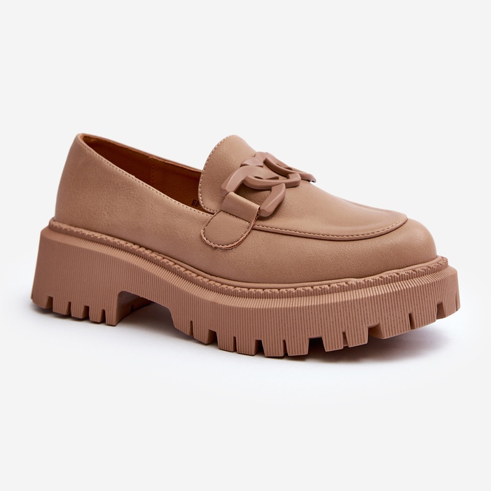 Mocasini grosi de dama cu lant Bej Dataia 1